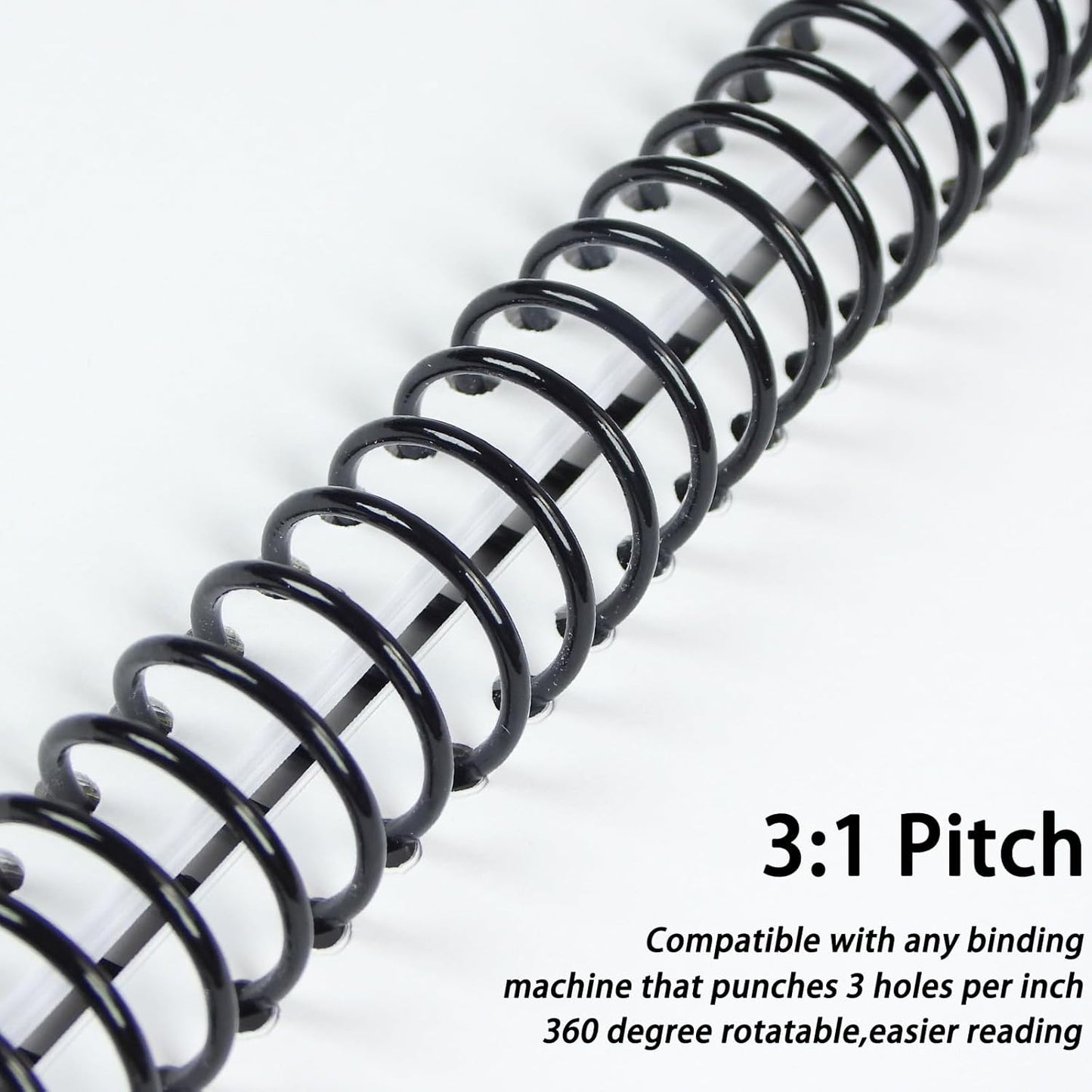Rayson 25.4mm Plastic Spiral Coil Binding 3:1 Pitch, 1 inch, 210 Sheets Capacity Black Coil Binding Spines - Versatile for Office and Educational Tasks, Pack of 50
