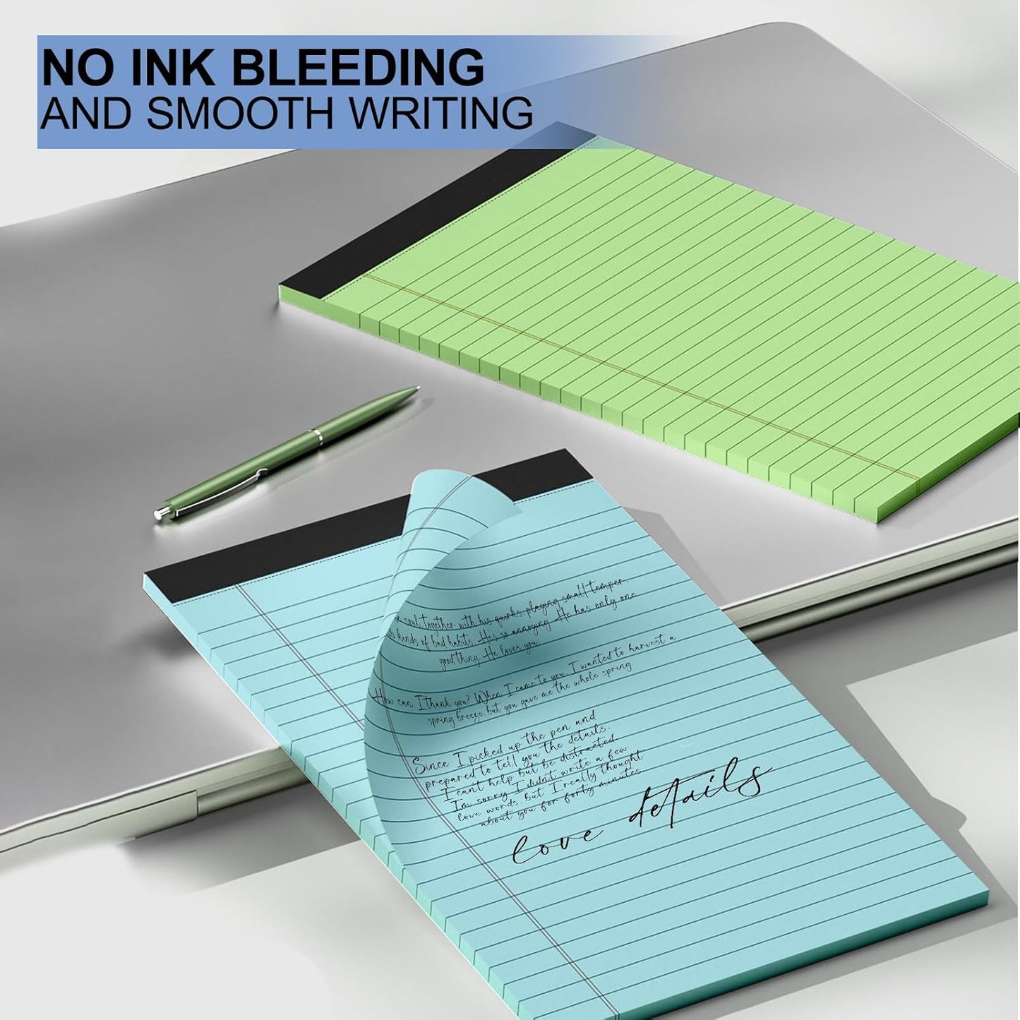 5pcs Small Note Pads, Color Notepads 5x8 College Ruled Notebook, Writing Pads 5 x 8, Legal Pads, Memo Pad Paper Perforate Narrow Ruled Notebooks for Work, School, Office Supplies,30 Sheets/Pack