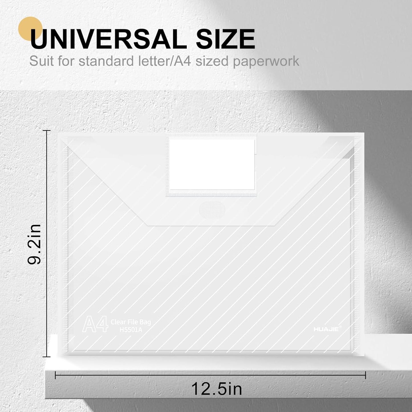 50 Pack, Clear Plastic Envelopes File Folders, HeavyDuty Document Holder with Label Pockets for Letter and A4 Size, Document Folder for School Home Work Office Organizer (50)