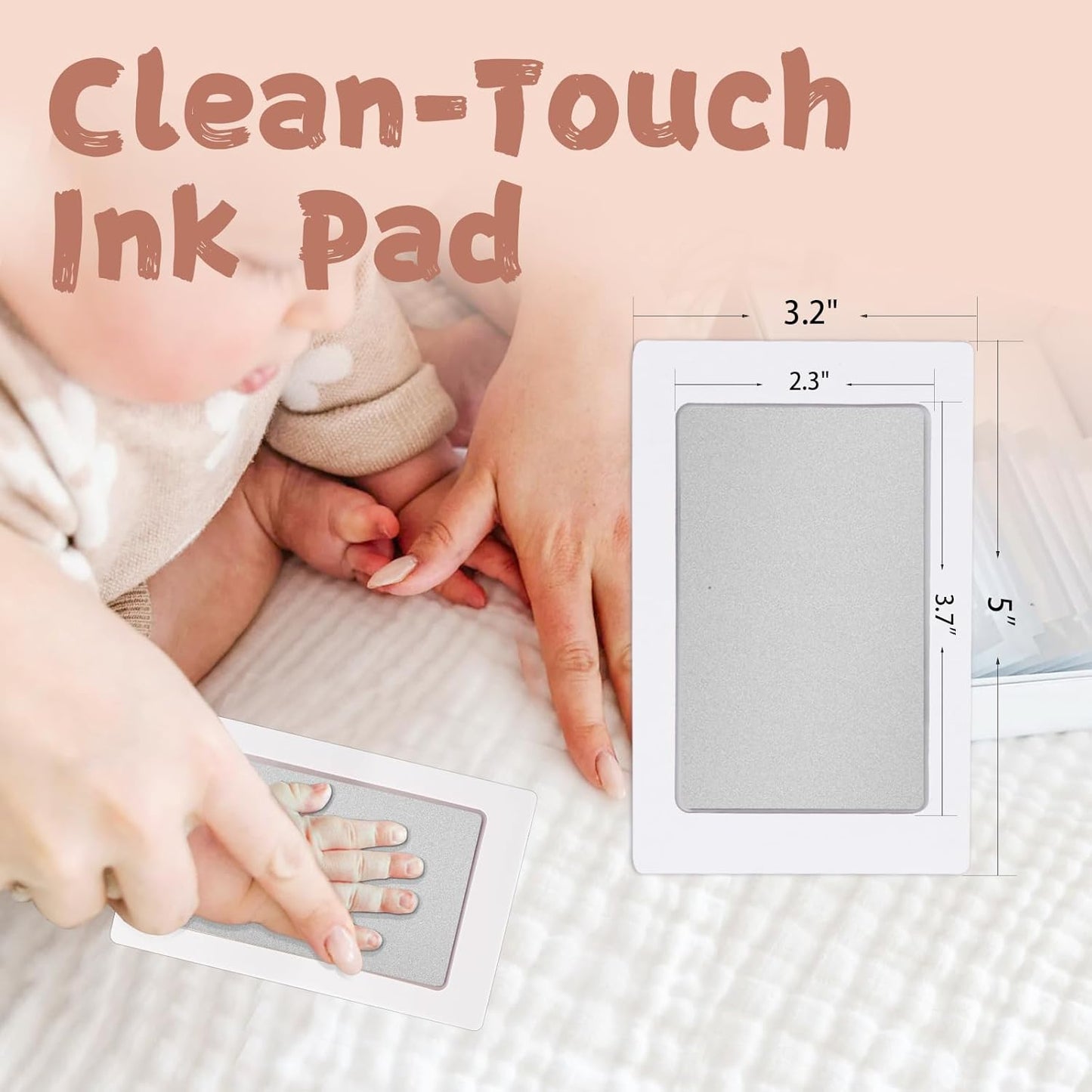 Inkless Baby Hand and Footprint Kit,Clean-Touch Ink Pad Kit,Safe No Mess Printing Infant Hand Foot Stamp,4 Pack Newborn Inkless Print Pads Best Keepsake or Gifts for Family