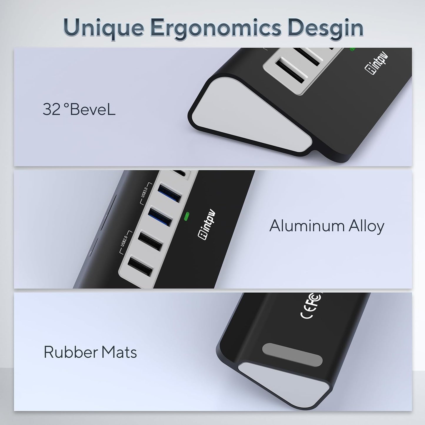 USB C Hub, INTPW 9-in-1 USB Multiport Adapter with 4K HDMI, PD 100W, USB-C and 2 USB A 3.0 5Gbps, 2 USB A 2.0, SD/TF Card Reader, Aluminum USB Hub for Laptop, iPhone 16/15 Series, MacBook, iPad