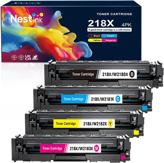 218X High Yield Toner Cartridge (with Chip) Replacement for HP 218X/218A to Compatible with HP Color Laser Jet Pro 3201dw MFP 3301cdw MFP 3301fdw MFP 3301sdw W2180 W2181 W2182 W2183 (4 BK/Y/C/M)