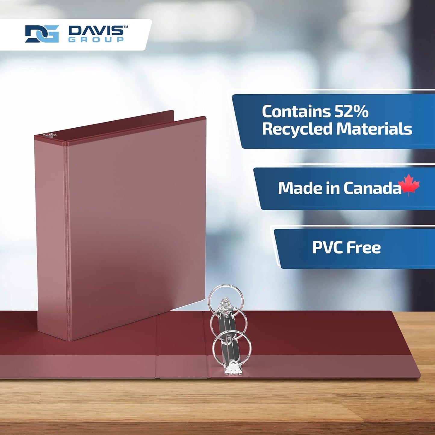 Easyview Premium 3-Ring Binders with Clear-View Covers and Round Rings, Binders for School or Office, 2 Inch, Pack of 6, Burgundy