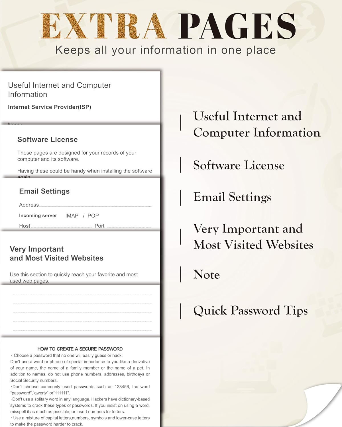 Password Keeper Book with Colorful Alphabetical Tabs, Hardcover Password Log-book for Internet Password and Website Address, 4.1'' x 6.2'' Password Notebook for Home Office (White, Small (4.1 x 6.2 Inch))