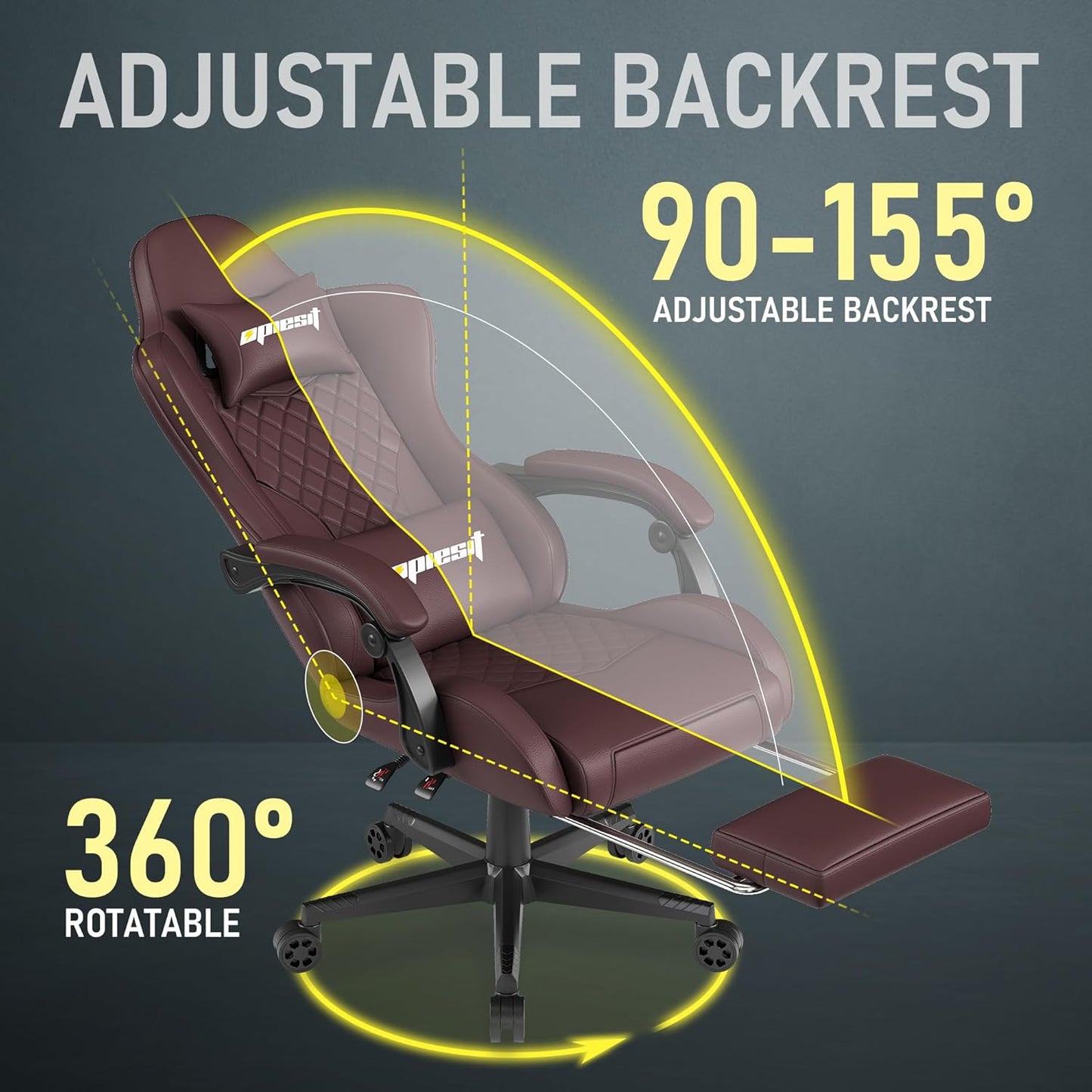 Gaming Chair,Ergonomic Computer Chairs for Adults with Footrest, PU Leather Office Chair with Adjustable Lumbar Support & Pocket Spring Cushion - Heavy Duty 400lb Capacity Gamer Chair (Brown)