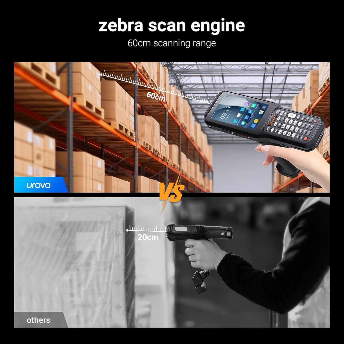 Inventory Scanner with Zebra Scanner, PDA with Pistol Grip, IP68 Rugged, NFC, 4G Wi-Fi 6, Handheld Warehouse