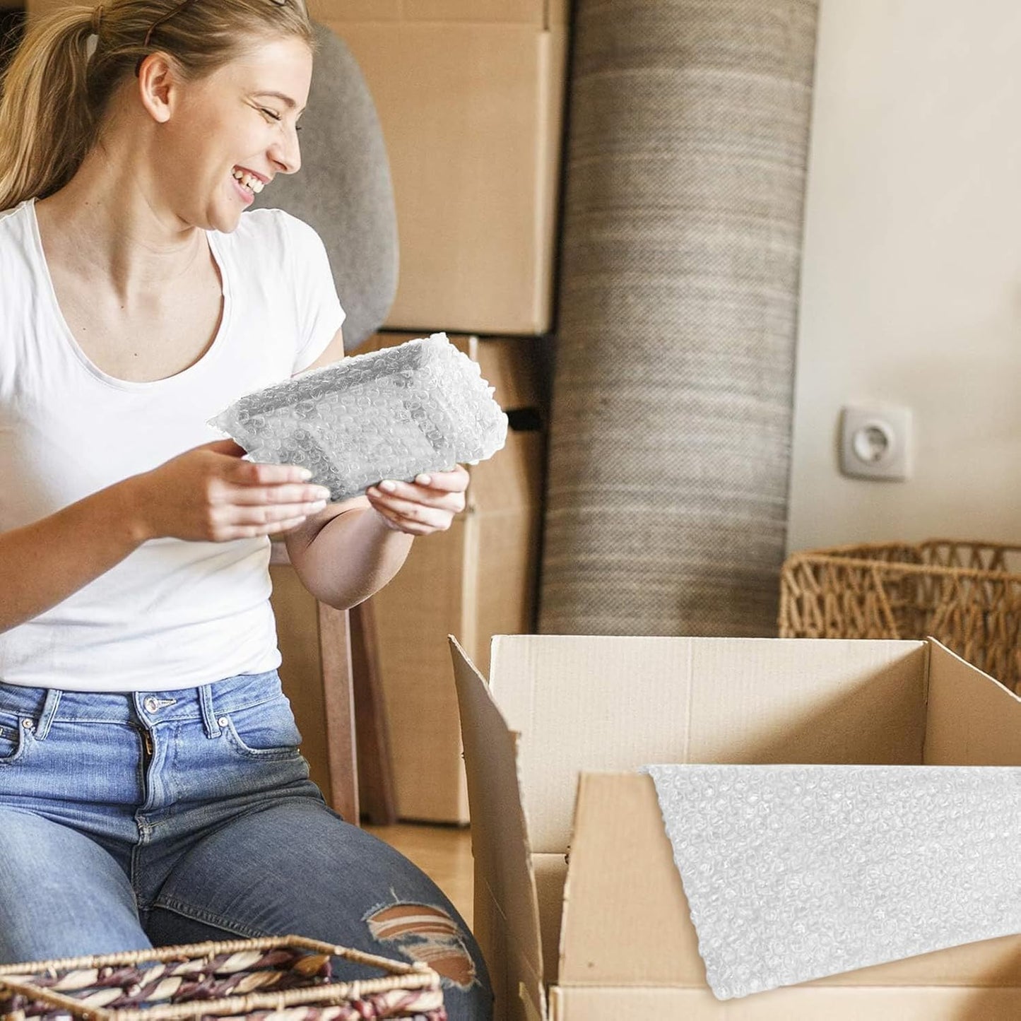 Metronic Bubble Cushioning Wrap 9 Pack 16 Inch x 324 FT, Dense Bubble Packing Air Wrap Clear Bubble Packing Roll for Shipping and Moving Supplies, Perforated Every 12"