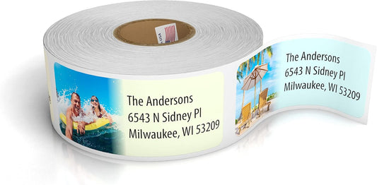 Customized Personalized Address Labels - Made in The USA by Kenco (500 Labels, Tropical Beach)