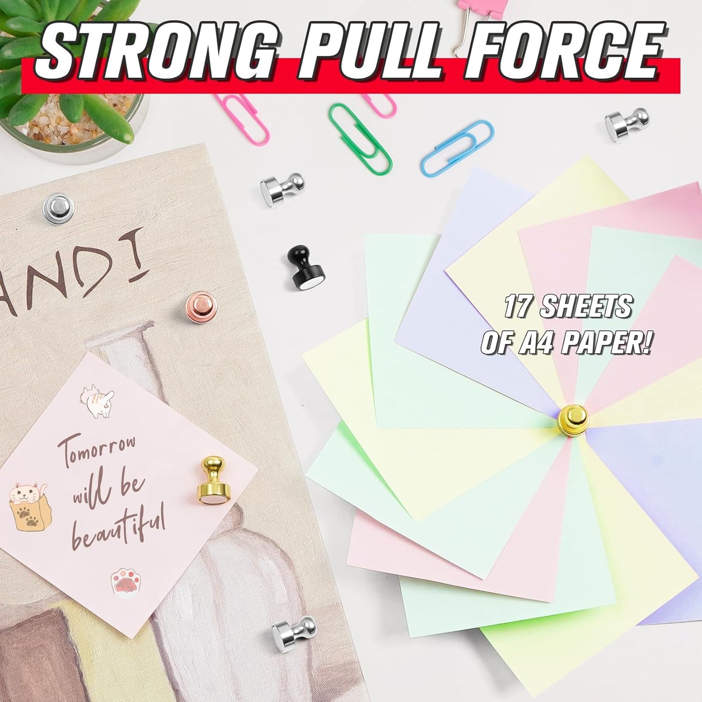 FINDMAG Gold Fridge Magnets, Small and Strong Whiteboard Magnets, Magnetic Push Pins for Adult, Refrigerator, Office Accessories, Home Decor