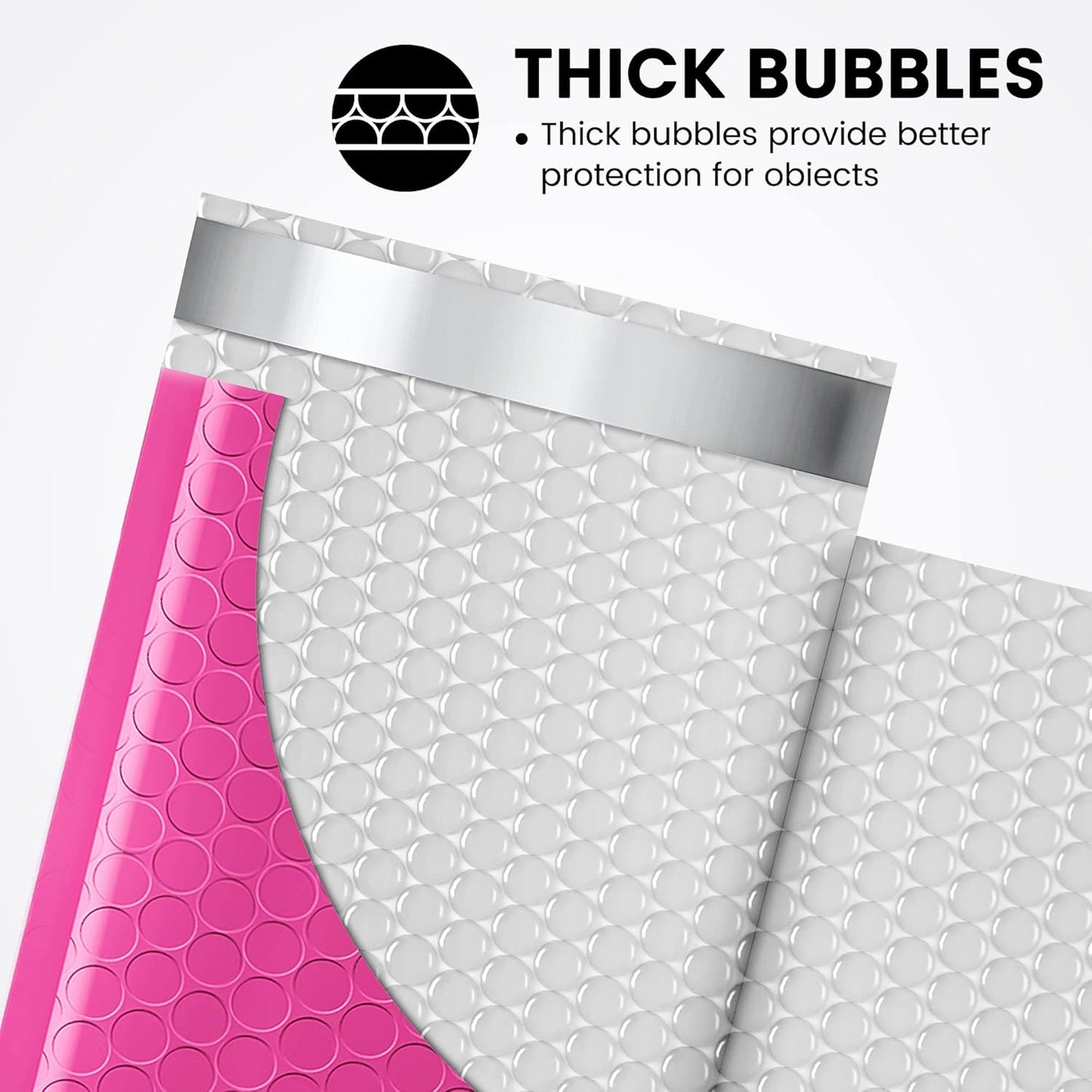 Fuxury Bubble Mailers 4x8" 100 Pack Pink Bubble Mailers Usable Size 4x7” Small Padded Envelopes Waterproof Mailing Envelopes Bubble Padded