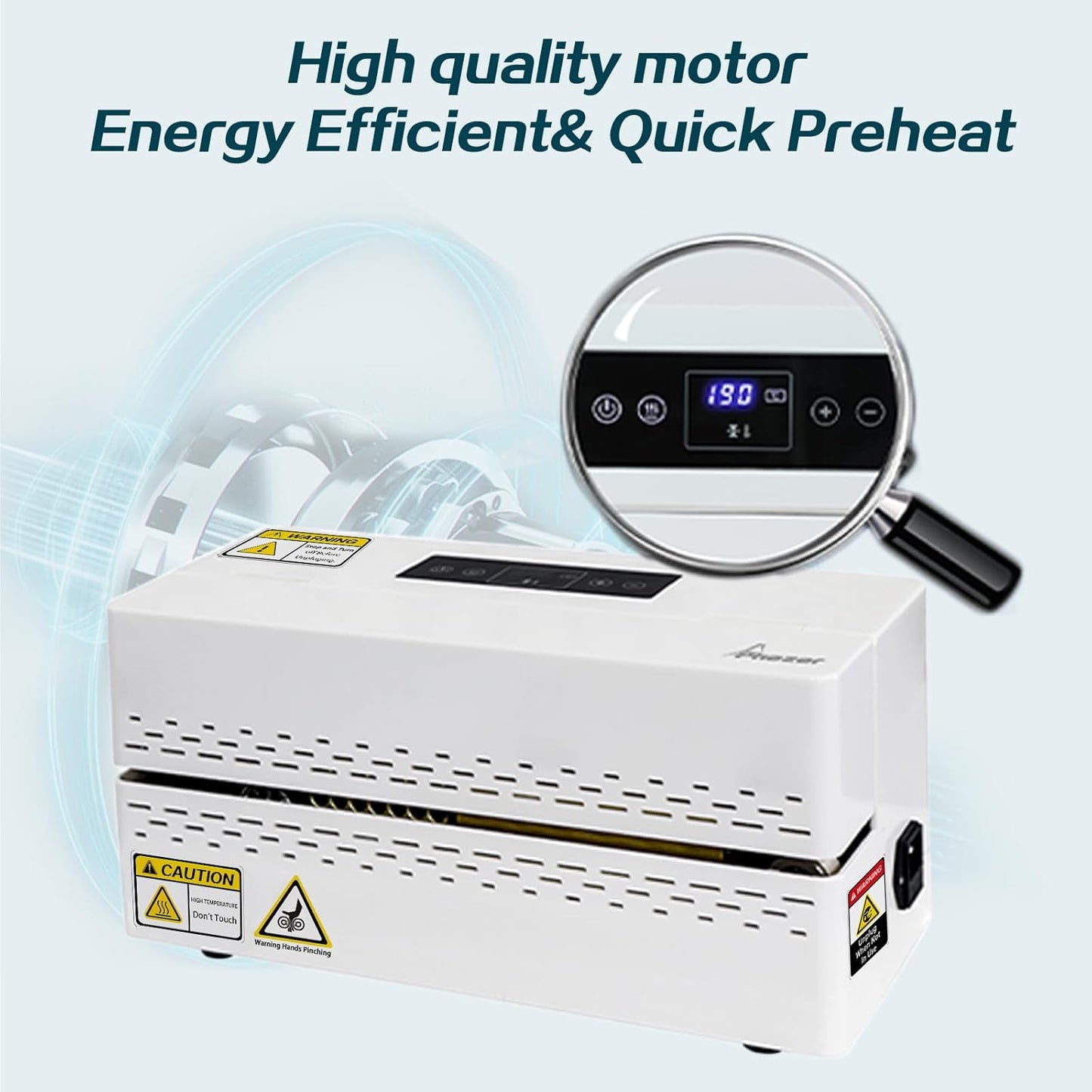 Continuous Heat Sealing Machine for Plastic/Mylar Bags, with Digital Temperature Control, Lightweight Horizontal Bag Sealer for Food Storage, Kitchen, Bakery, Snacks (Sealing Machine with Roller)