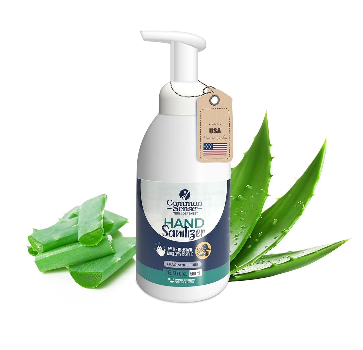 Common Sense Hand Sanitizer: Long Lasting Natural and Moisturizing, Quick Drying Foaming Formula, Mini Pump Bottle 16.9 Fl oz for Home & Office Use