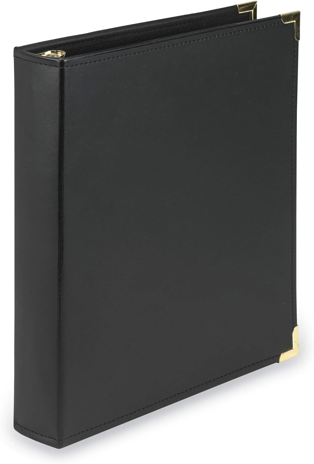 Samsill Classic Collection Leather 3 Ring Binder, Executive Presentation Portfolio, 1.5 Inch (Holds 325 Sheets), Brass Round Ring, Black