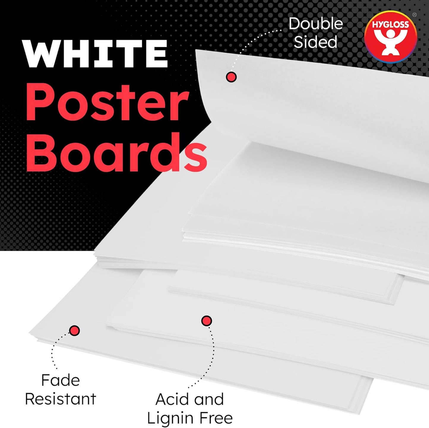 Hygloss Large Poster Board 22x28 - 100 Poster Boards Bulk Pack - 10 Pt. Thickness White Poster Board Paper for Projects, Presentations, Displays, Signs, Crafts - Blank Posterboard Multipack 22" x 28"