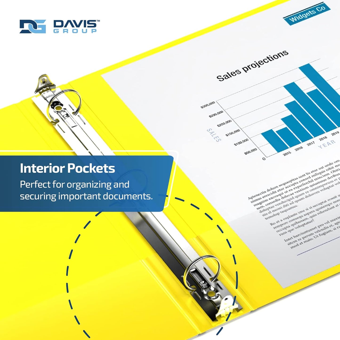Easyview Premium 3-Ring Binders with Clear-View Covers and Round Rings, Binders for School or Office, 2 Inch, Pack of 6, Yellow