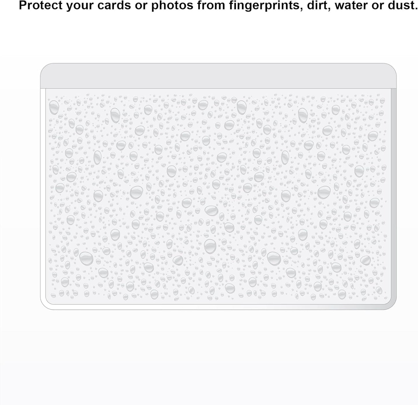 Clear Adhesive 4" x 6" Index Card Pockets with Top Open for Loading, 50 Pack, Plastic Labels Holders for Storage Bins and Library Card, Organizing and Protecting Your Index Cards or Photos