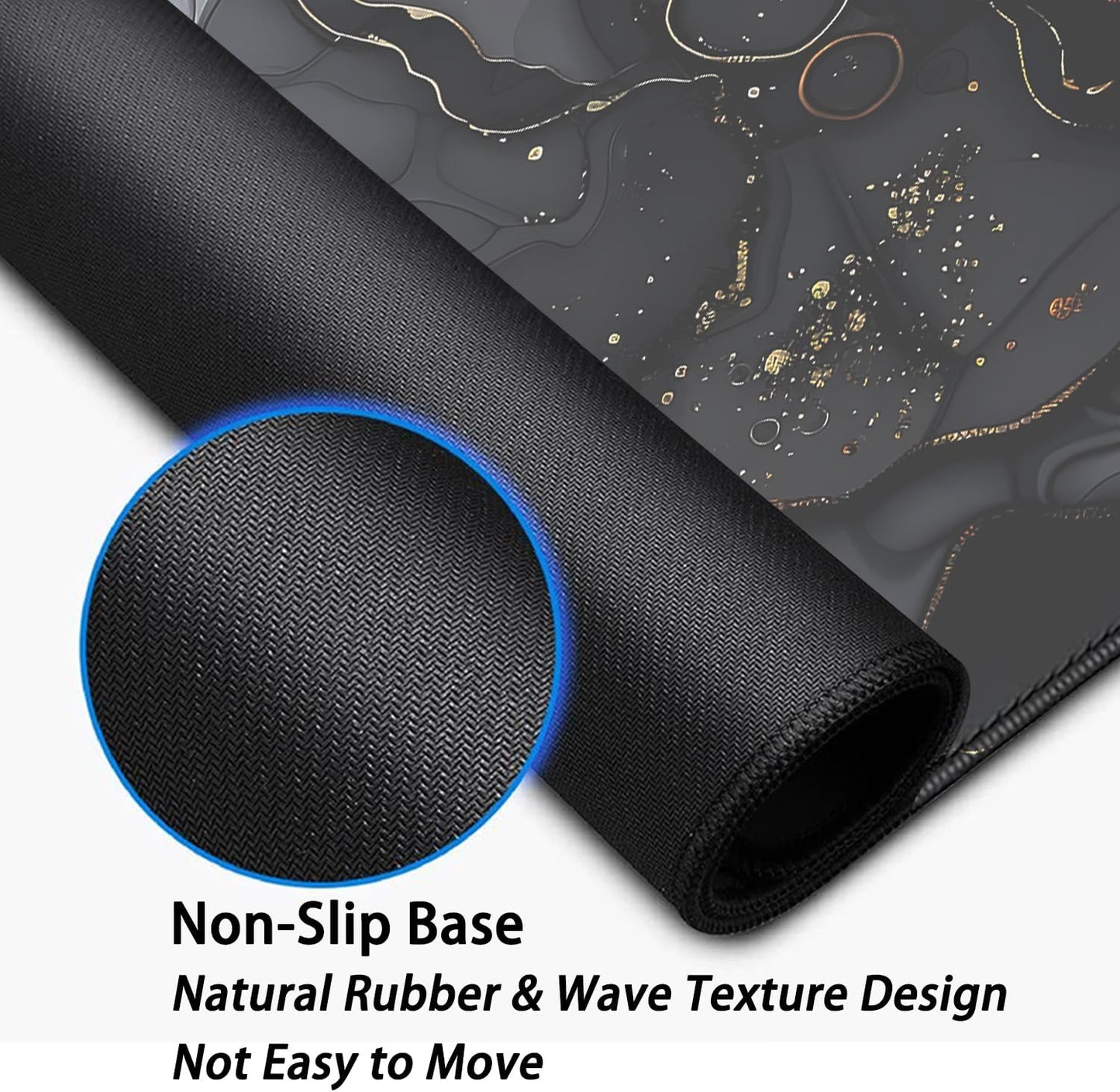 Dark Marble Desk Pad Mouse Pad,Large XL Retro Mouse Mat with Stitched Edges,Non-Slip Rubber Base Mousepad for Office PC Keyboard Laptop and Home Work Desk Mat(27.5X11.8 in)