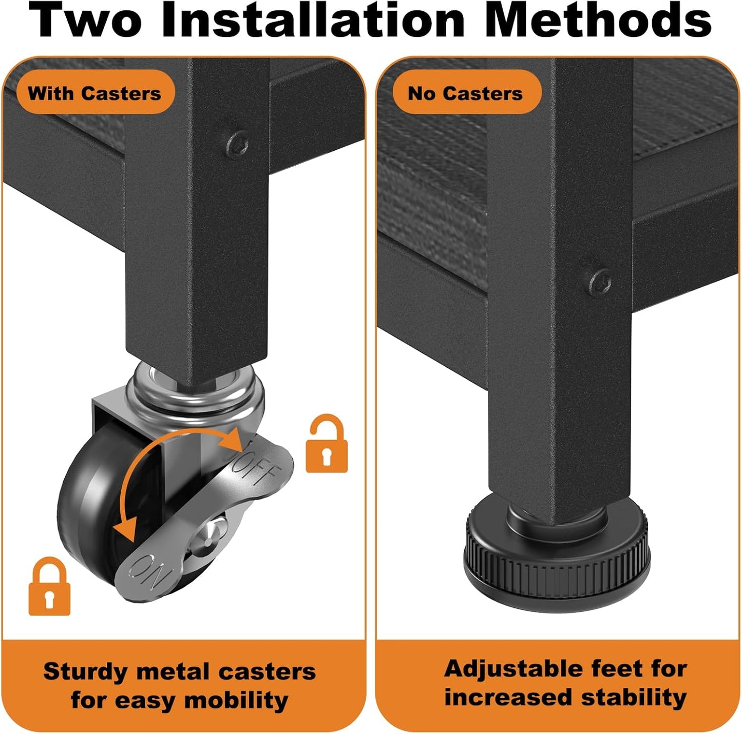 EasyCom Large Printer Stand with Storage Drawer, 5 Adjustable Shelf & 3-Tier Rolling Cart with Industrial Wheels for Desk, Mobile Printer Table for Home Office Fits 3D Printer Scanner Fax Black