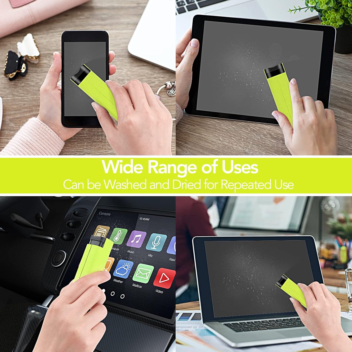 2 Pcs Fingerprint Proof Screen Cleaner,3 in 1Touchscreen Mist Cleaner Spray Wipe Cleaner Fingerprint-Proof Soft Fiber Flannel,Safe for All Phones Glasses Tablet Laptop TV Watch Screens(Green)