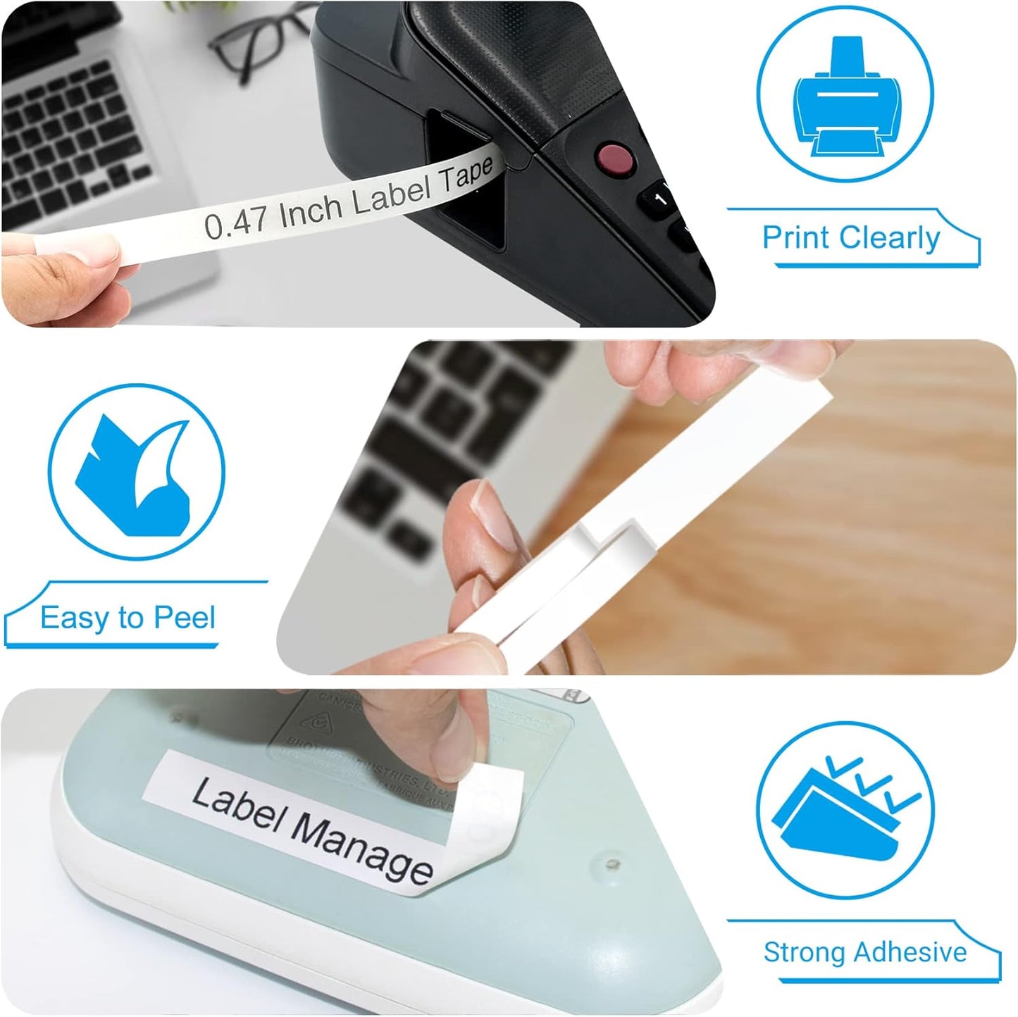 15Pack TZe-231 Label Maker Tapes Replacement for Brother P Touch Label Maker Refills, TZe231 Tape Laminated 12mm 0.47 White, TZ-231 Tapes for Brother PT-H110 PTD210 PTD220 PTD400 Printer