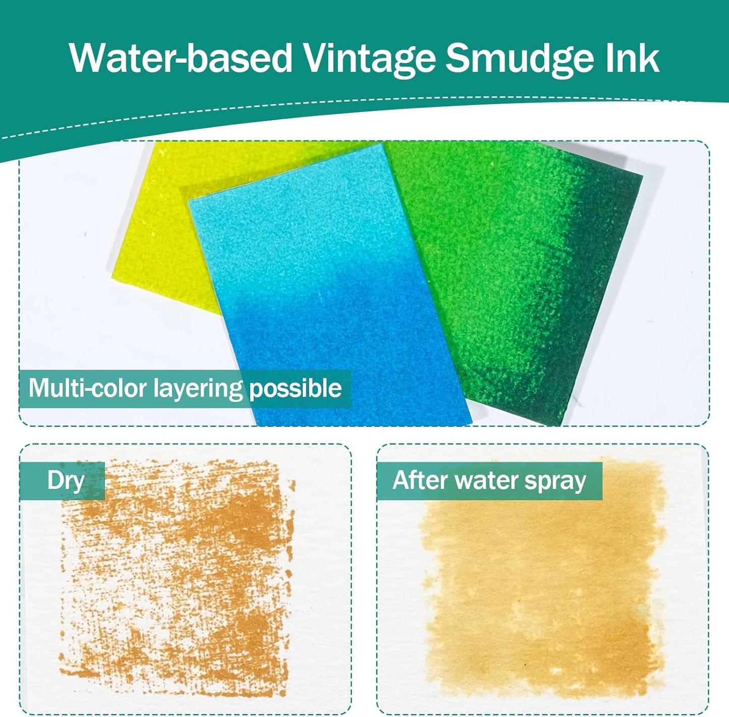 CraftyManor Mini Smudge Ink Pads for Stamps, Water Based Halo Dye Stamp Pad for Scrapbooking, DIY Craft Scrapbook Supplies for Adults (24 Colors)