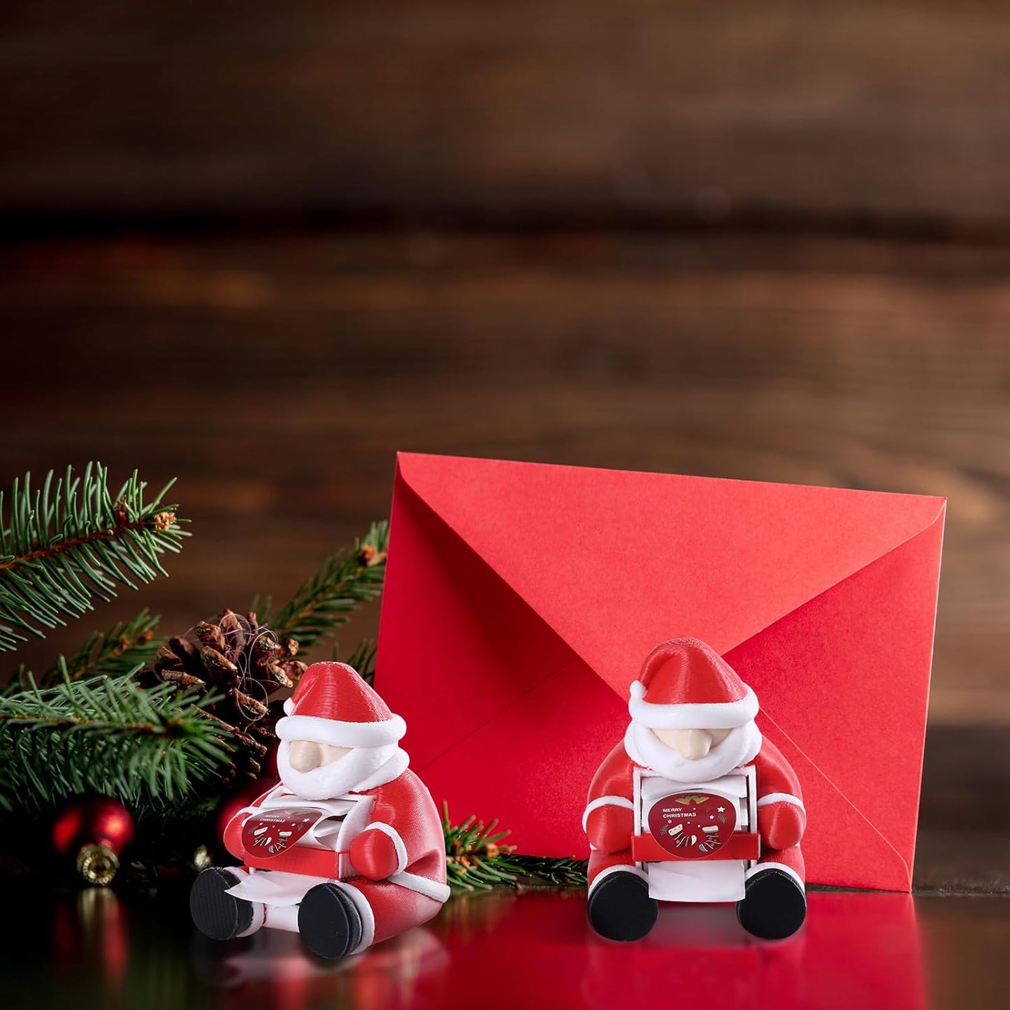 2 Pcs Christmas Gift Santa Claus Postage Stamp Holder Stamp Roll Dispenser for Office Desk Decor Accessories, 1.18" Core (Stamps Not Included)