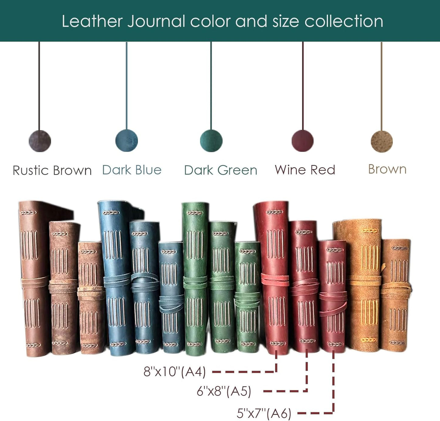 Leather Journal Notebook for Men & Women,A5 Size Diary,6.2x8.5 Inch, Vintage Style Personalized Journal for Gift,Genuine Leather Bound Notepad for Travel Journal to Write,240 lined Pages,Rustic Brown