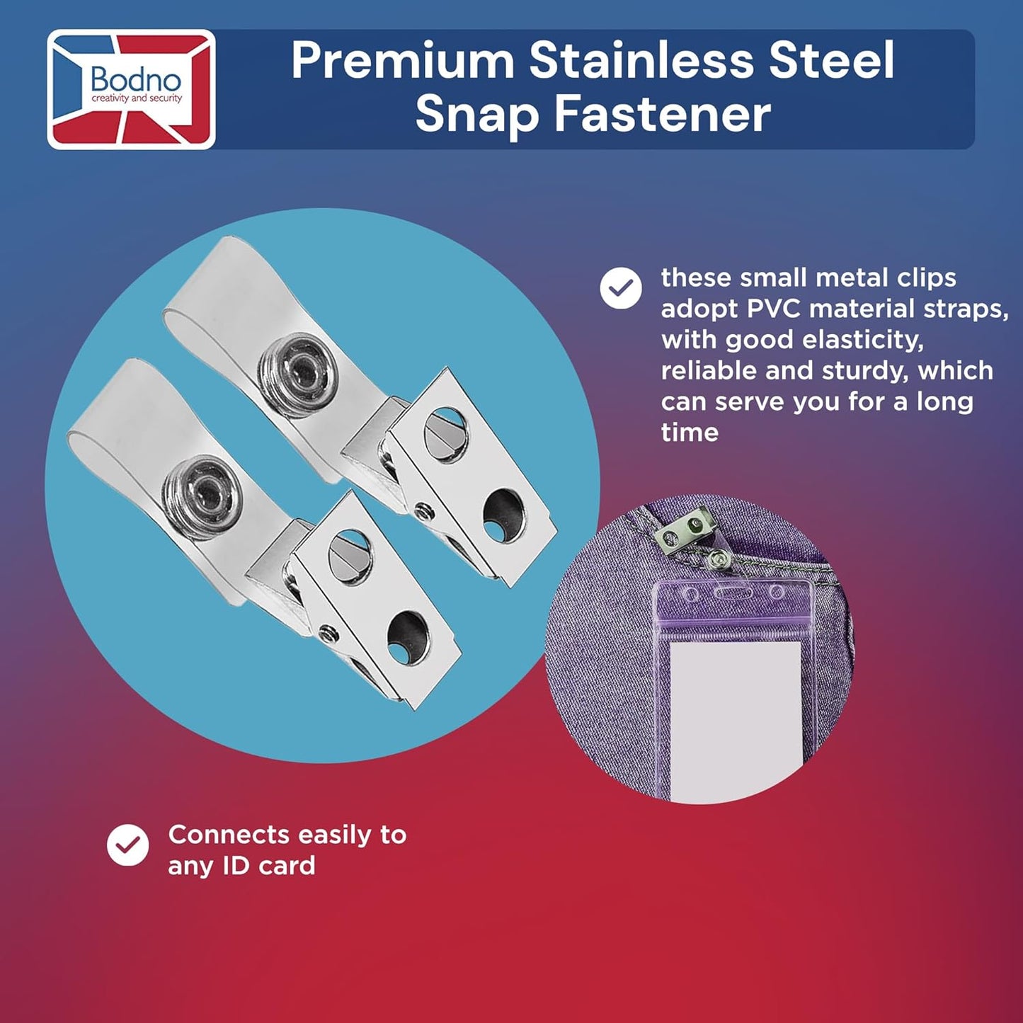 100 Pack - Bodno Clear Vinyl Badge Clips