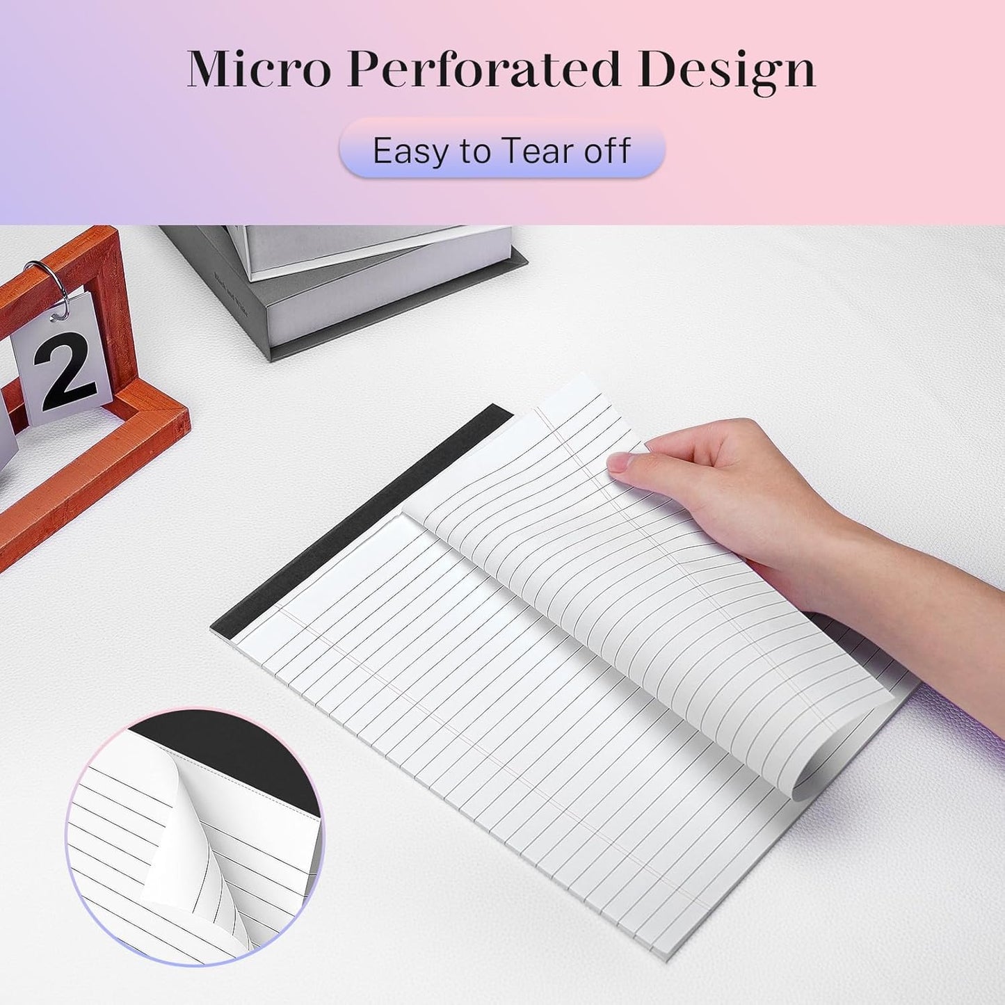 4 Pack Legal Pads 8.5 x 11 White Note Pads 8.5 x 11 Notepad Micro Perforated Writing Pads Lined Paper Pads Wide Ruled Pad of Paper 30 Sheets Notebook for To-Do Lists, School & Office Supplies