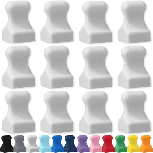 Glassboard Studio MiniPawn Magnet - Strong Neodymium Rare Earth Magnets for Fridge, Whiteboard, Locker & Magnetic Glassboards - Ideal for Crafting & Office Use - Strong Fridge Magnets (Snow White, 12)