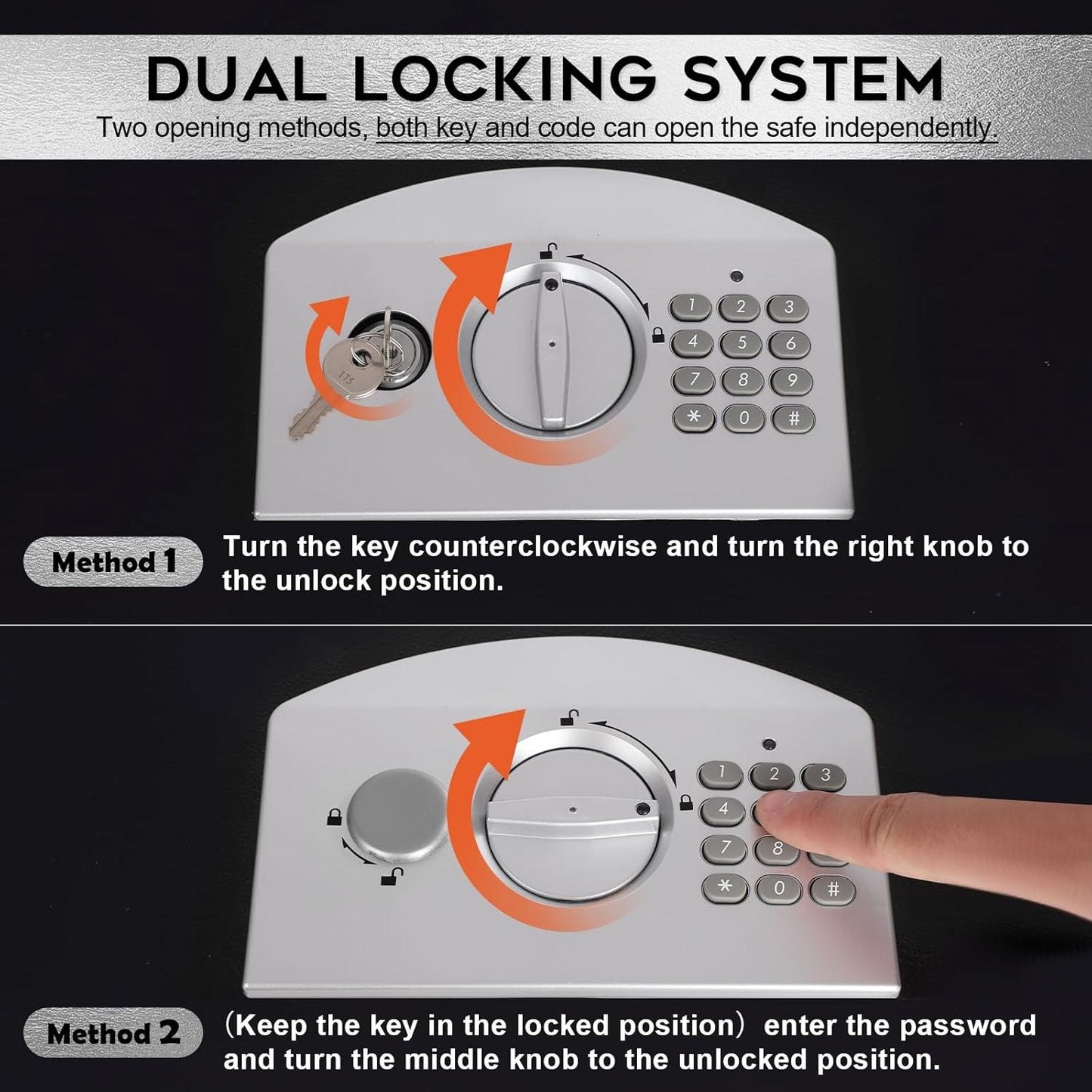 Dalmbox Portable Metal Safe Box with Digital Code Lock,Fire Resistant Storage for Documents, Fireproof Safe Box, Lock Box with Electronic Keypad, Car, Home, Office and Outside, Black XXL