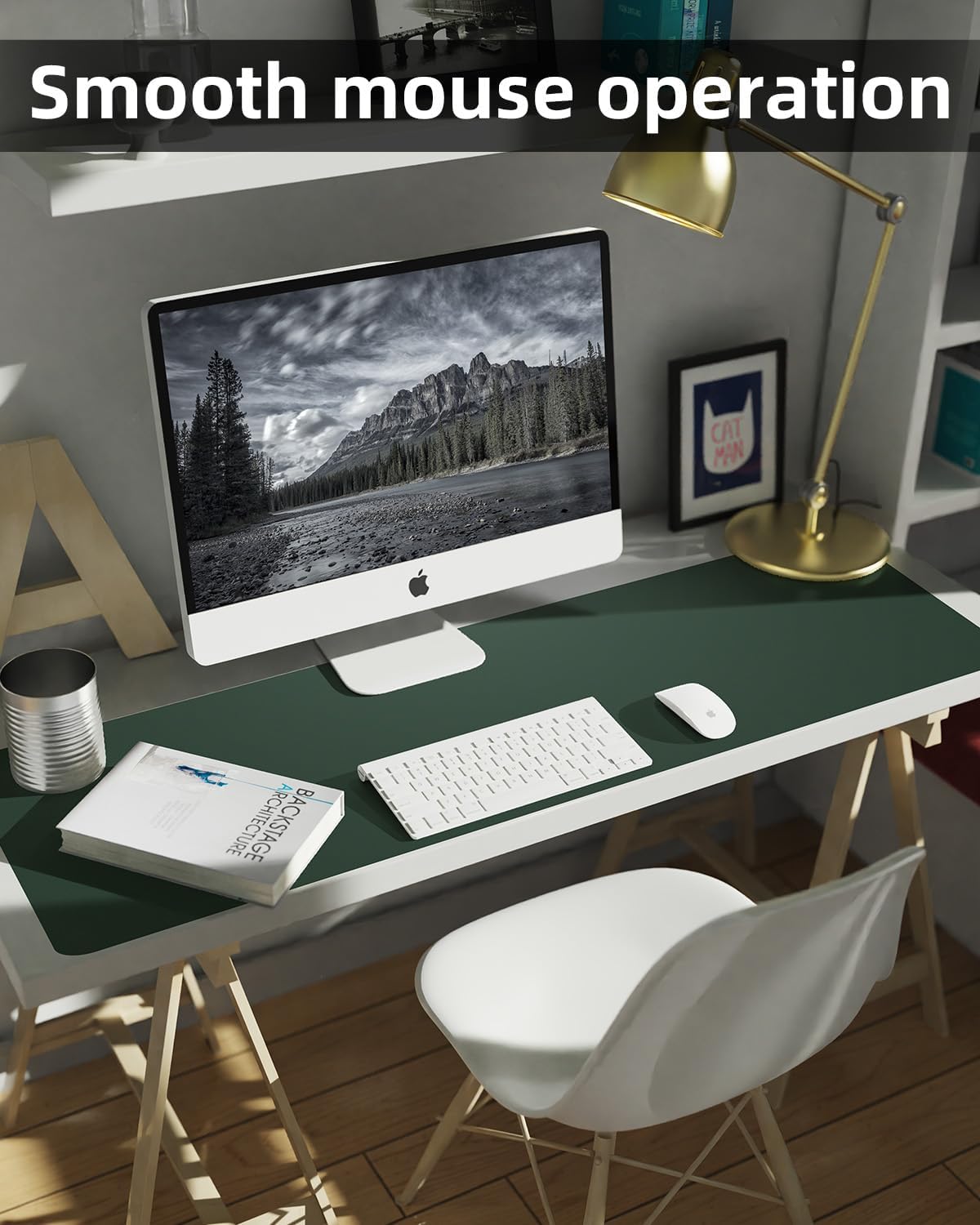 Desk mat Large, Leather Desk Pad Protector,Office Desk Mat,Mouse Pad, Non-Slip Desk Blotter, Laptop Desk Pad, Waterproof Desk Writing Pad for Office&Home (Dark Green, 48" x 24")