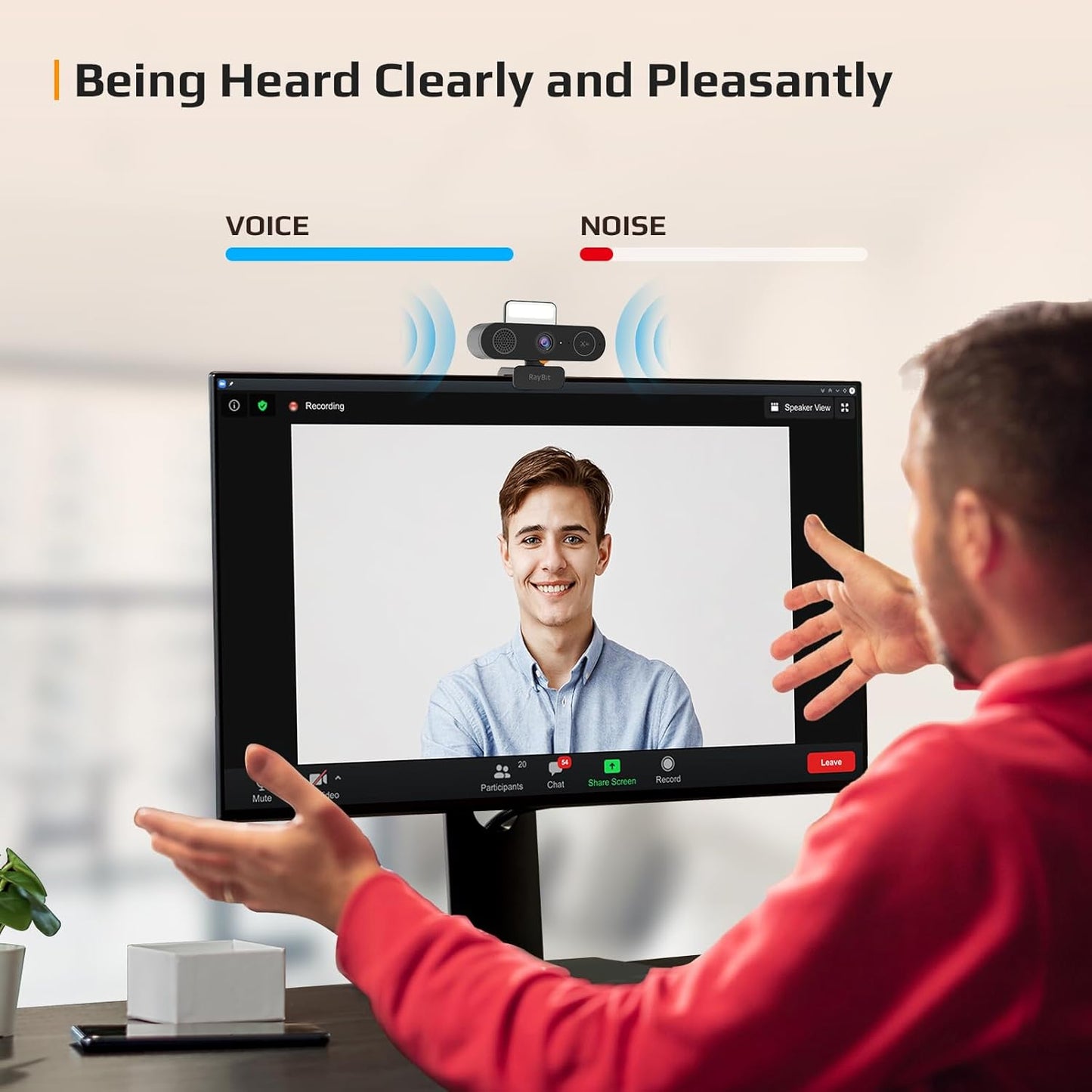 5-in-1 Design 4K Webcam with Speaker and Microphone, Built-in Light, Privacy Cover, AI Auto-Framing Cam, Computer USB C Web Camera for PC, Desktop, Laptop, Mac, Streaming, Video Conference