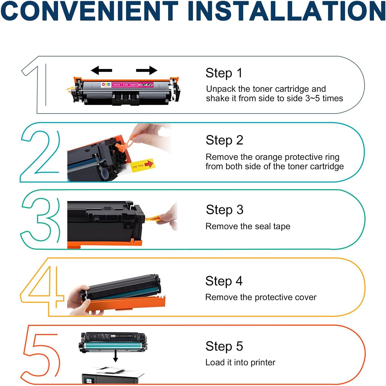 210X Toner Cartridges Set 4 Pack High Yield Replacement for 210X 210A Toner Cartridge, Fitting for Color Pro MFP 4301fdw 4301dn 4301dw, Pro 4201dw 4201dn with Upgraded Chip（Black Cyan Yellow Magenta