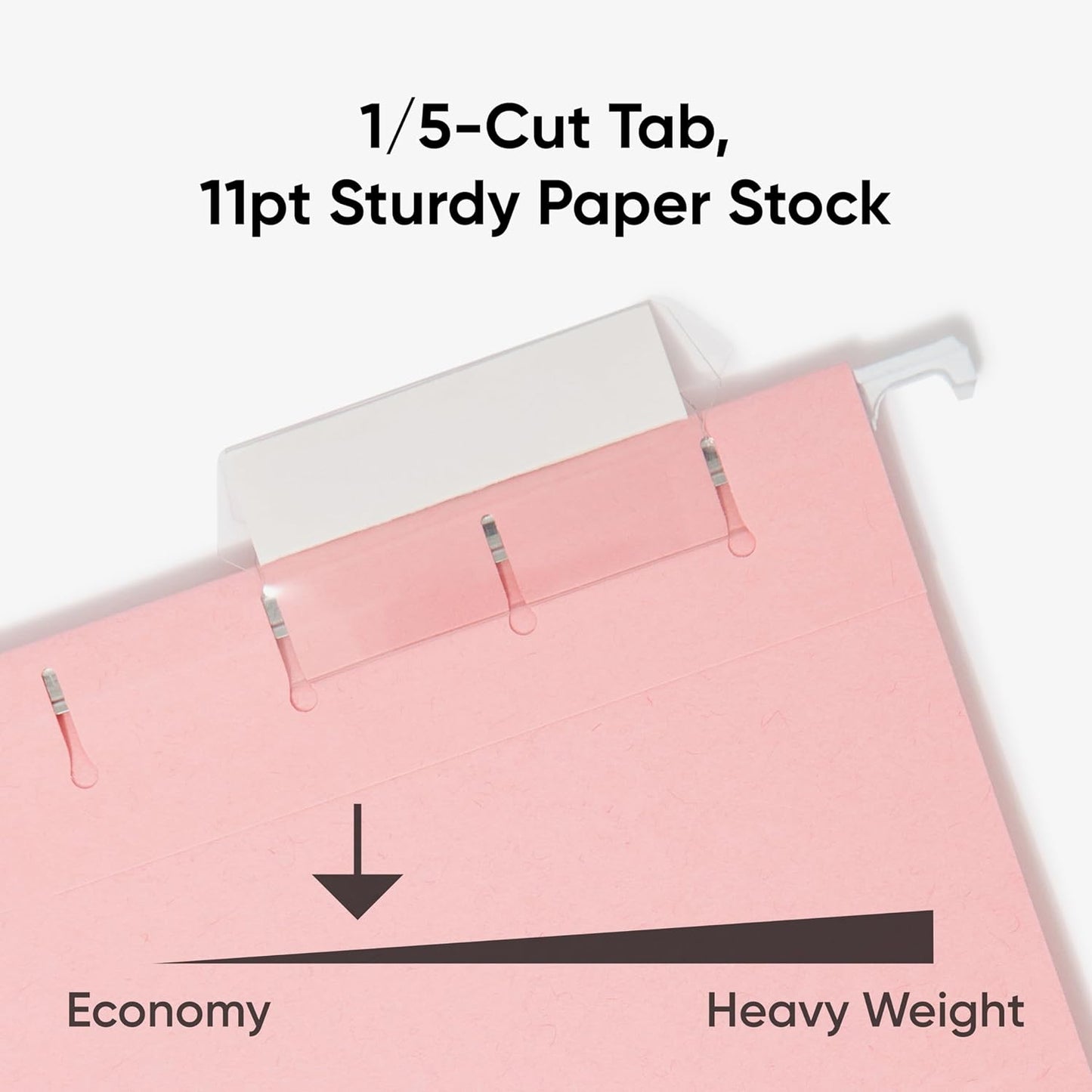 Smead Standard Hanging File Folders, 25 Count, Pink, 1/5-Cut Adjustable Tabs, Letter Size (64066)