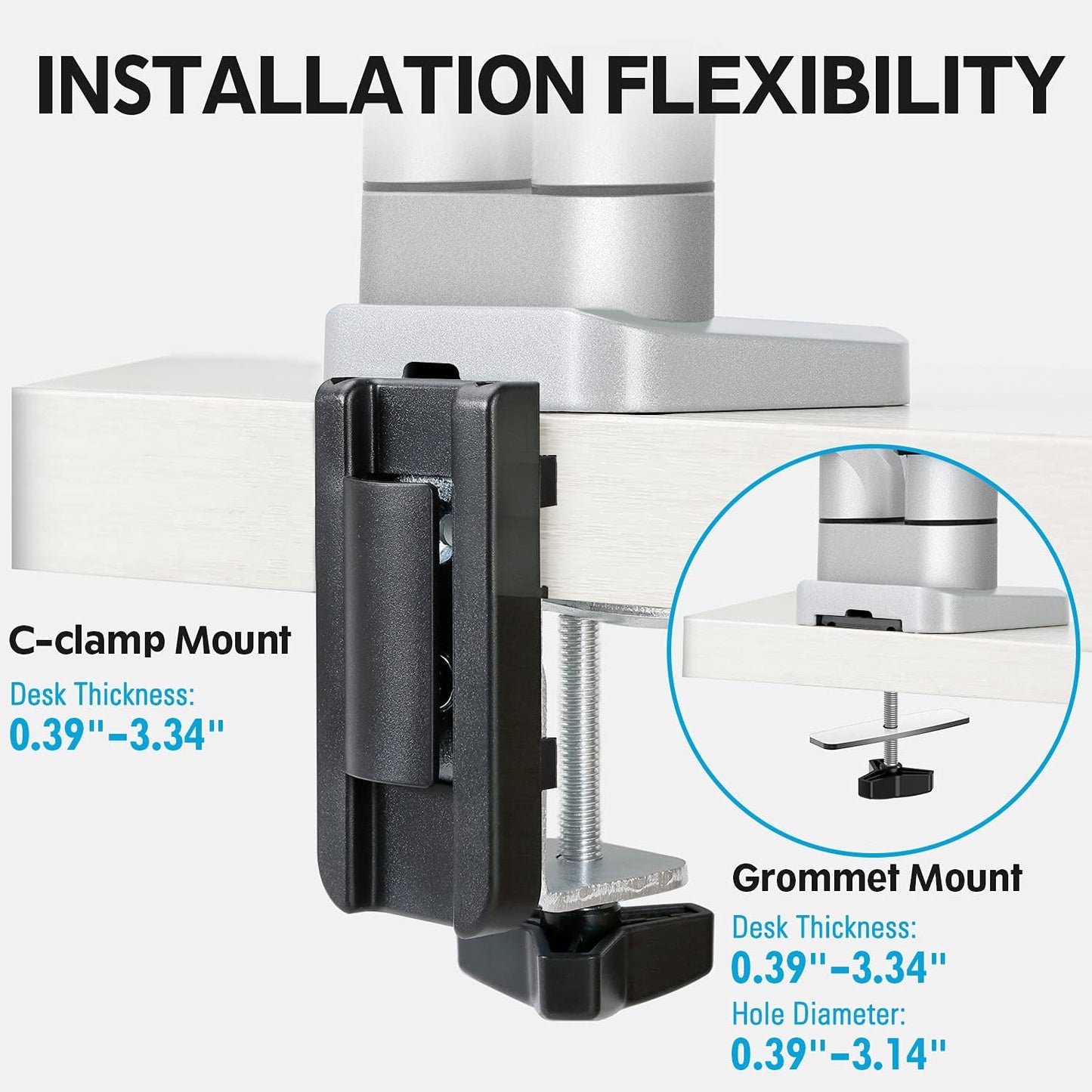 MOUNTUP Dual Monitor Desk Mount, Die-Cast Aluminum Fully Adjustable Double Monitor Arm with Gas Spring, Computer Monitor Stand Fits 2 Screen 17 to 32 inch - Each Arm Holds 3.3-17.6LBS, MU0024