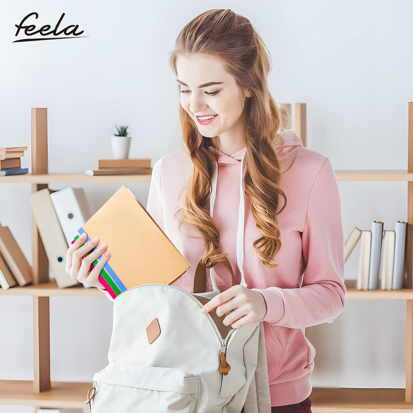 feela 16 Pack Composition Notebooks Bulk, Kraft Cover Lined Blank College Ruled Composition Travel Journals with Rainbow Spines For Women Students Business, 60 Pages, 8.3”x 5.5”, A5, 16 Colors