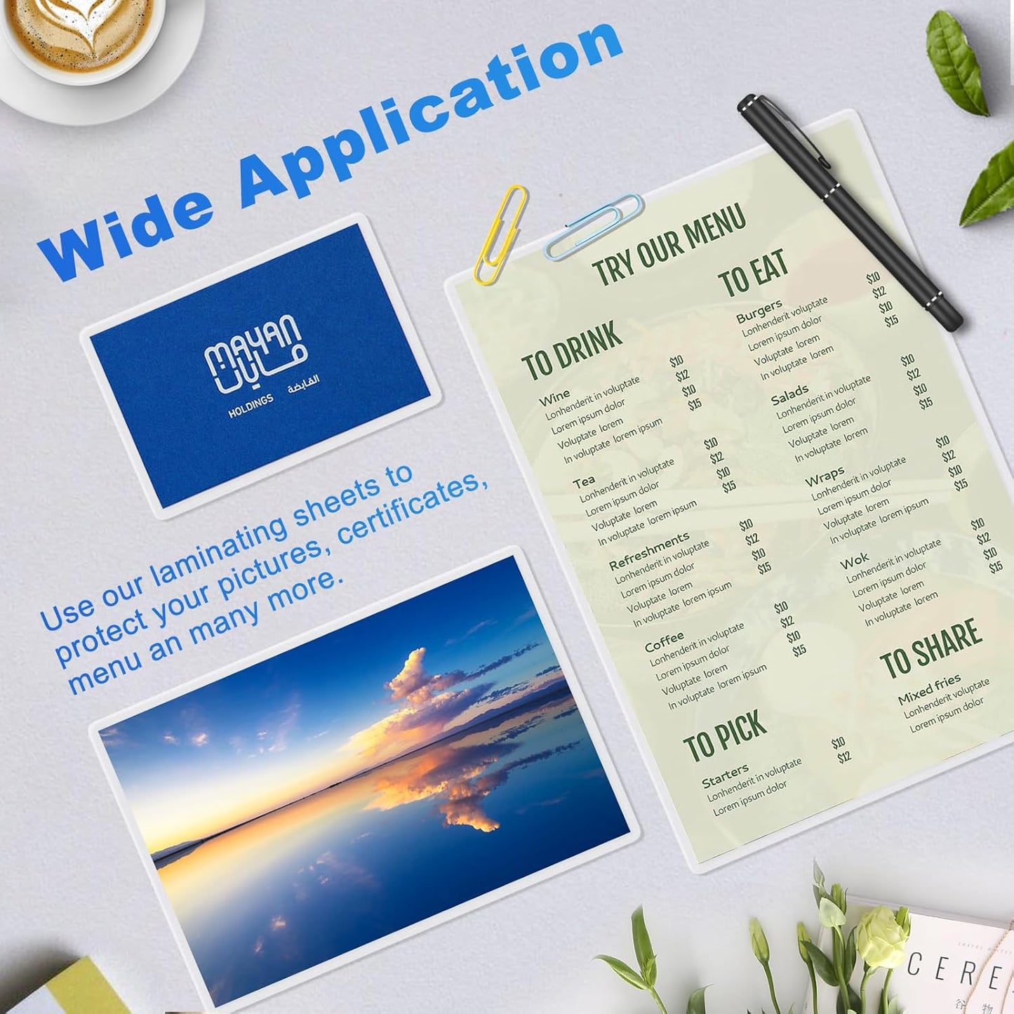 100 Pack Laminating Sheets, 5Mil 9" x 11.5" Laminating Pouches，5Mil Clear Thermal Lamination Sheet Paper for Laminator, Holds 8.5 x 11 Inch Sheets