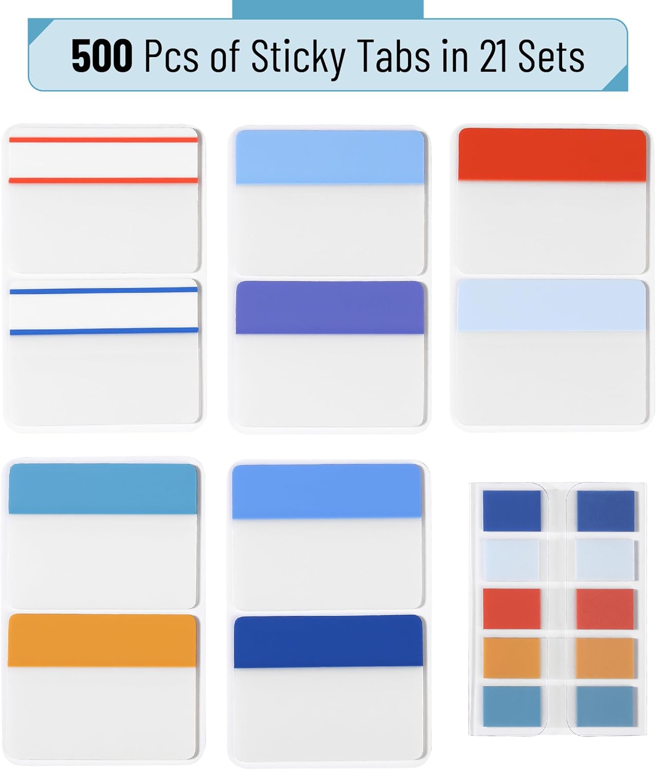 Mr. Pen- Sticky Index Tabs, 500 Pcs, 21 Sets, Colorful Sticky Tabs for Notebooks, Page Markers, Page Tabs for Binders, Page Tabs Sticky Tabs for Books, Notebook Tabs, Book Sticky Tabs for Notebooks