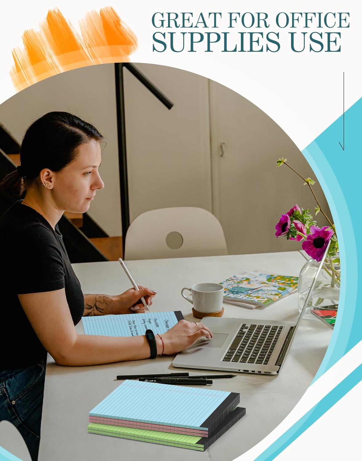 Legal Pads 8.5 x 11 Colored, 8 Pack Legal Notepads 8.5 x 11, Colored Note Pads 8.5 x 11 Writing Pad, Pink Notebook Paper 8.5 x 11, Lined Paper Tablets 8.5 x 11 Pads of Paper, Wide Ruled, 30 Sheets/Pad