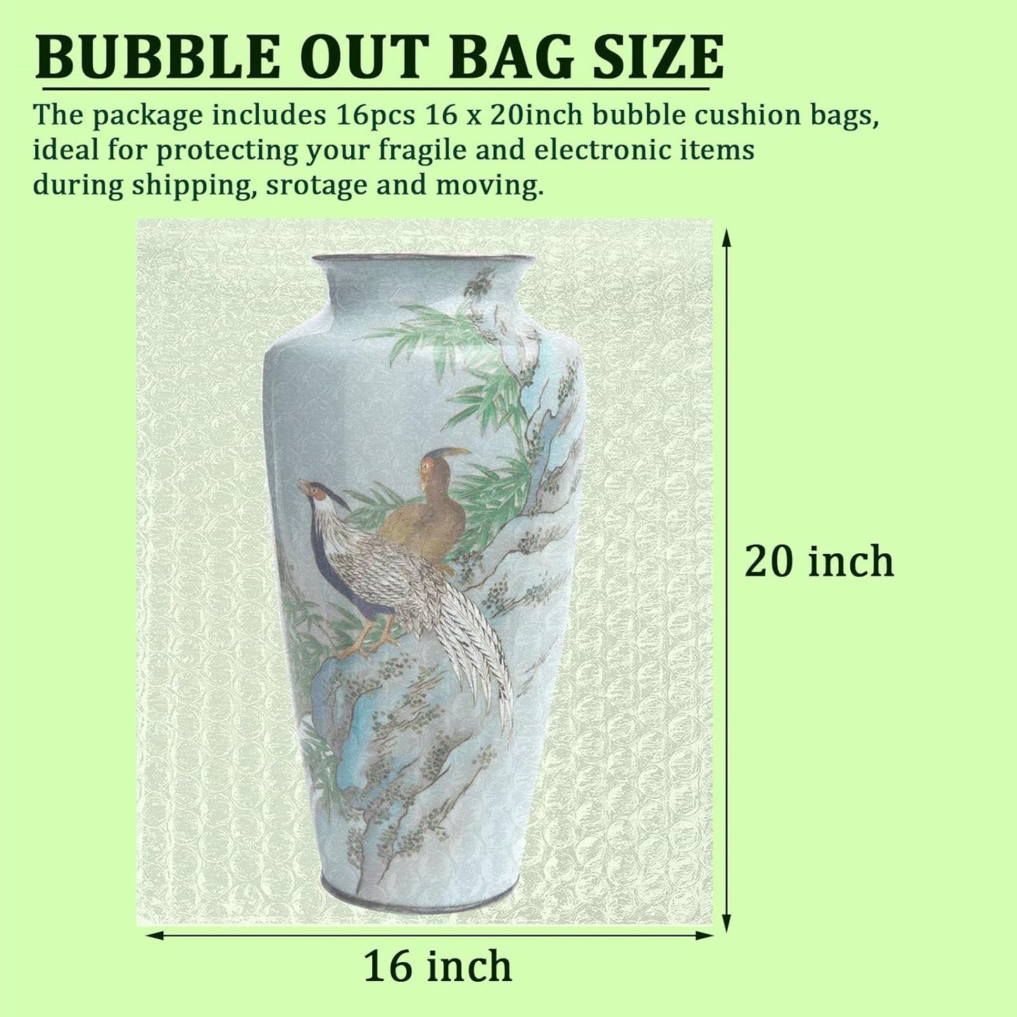 Bubble Out Bag16x20 Inch, 16 Pack Clear Bubble Pouches Wrap bags for Packaging, Double Walled Shockproof Bubble Cushioning Wrap Bag for Packing, Storage and Moving Supplies for Dishes