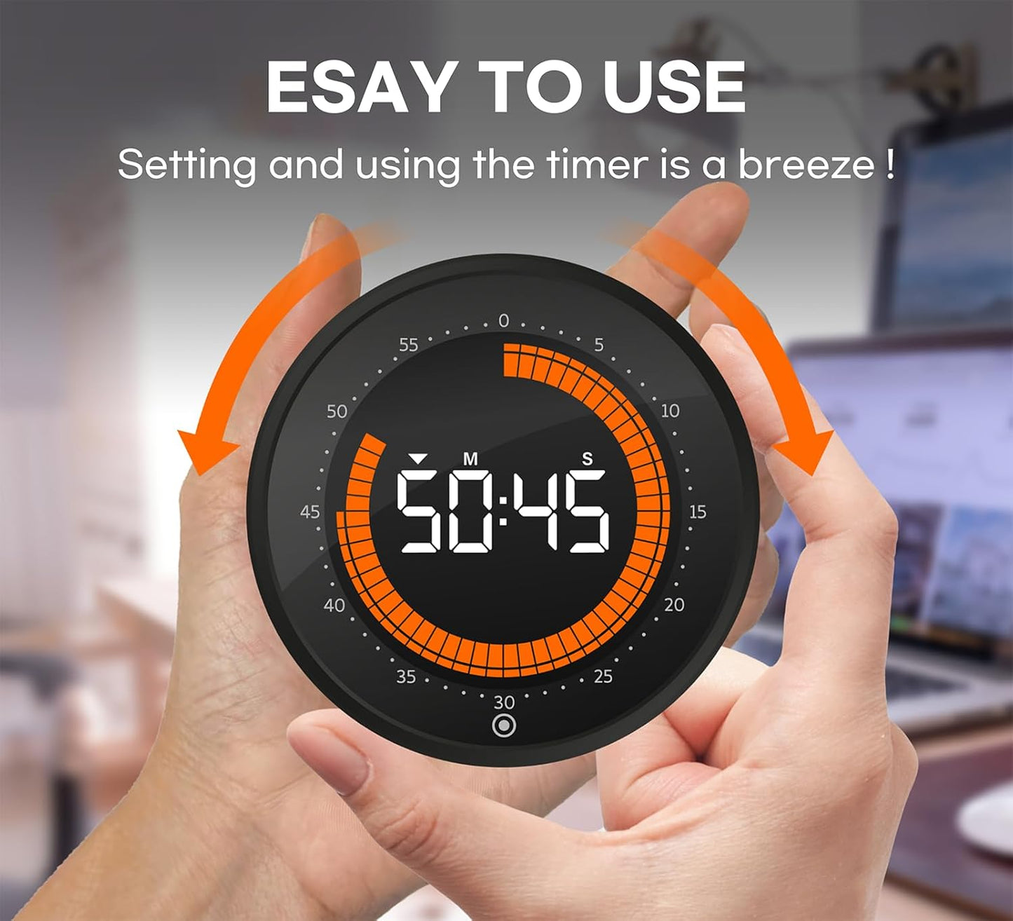 Digital Visual Timer, 60 min Countdown & Count up, Large Screen for Kids & Senior, Magnetic, Kitchen Cooking, Gym, Classroom, Productivity time Management Tool for Autism & ADHD