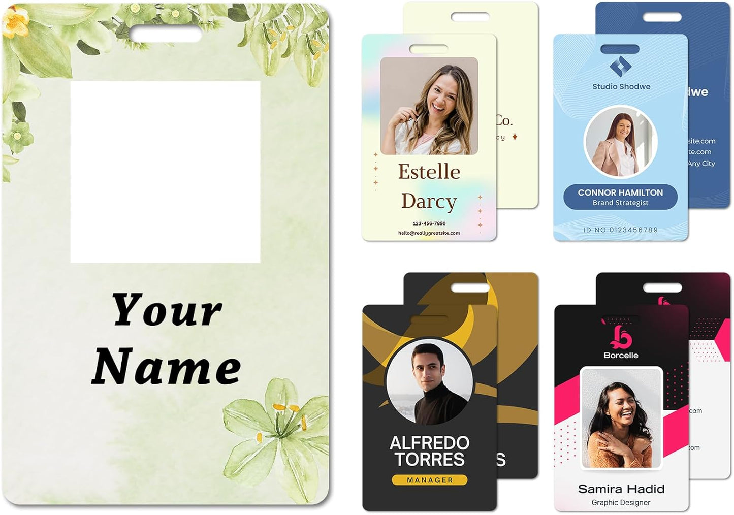 Custom Id Badge Custom Id Card Identification Badges Customizable Personalized Name Badge Customize Name Tag Photo Logo Employee Work Office Volunteer Customized Personal (Vertical-13)