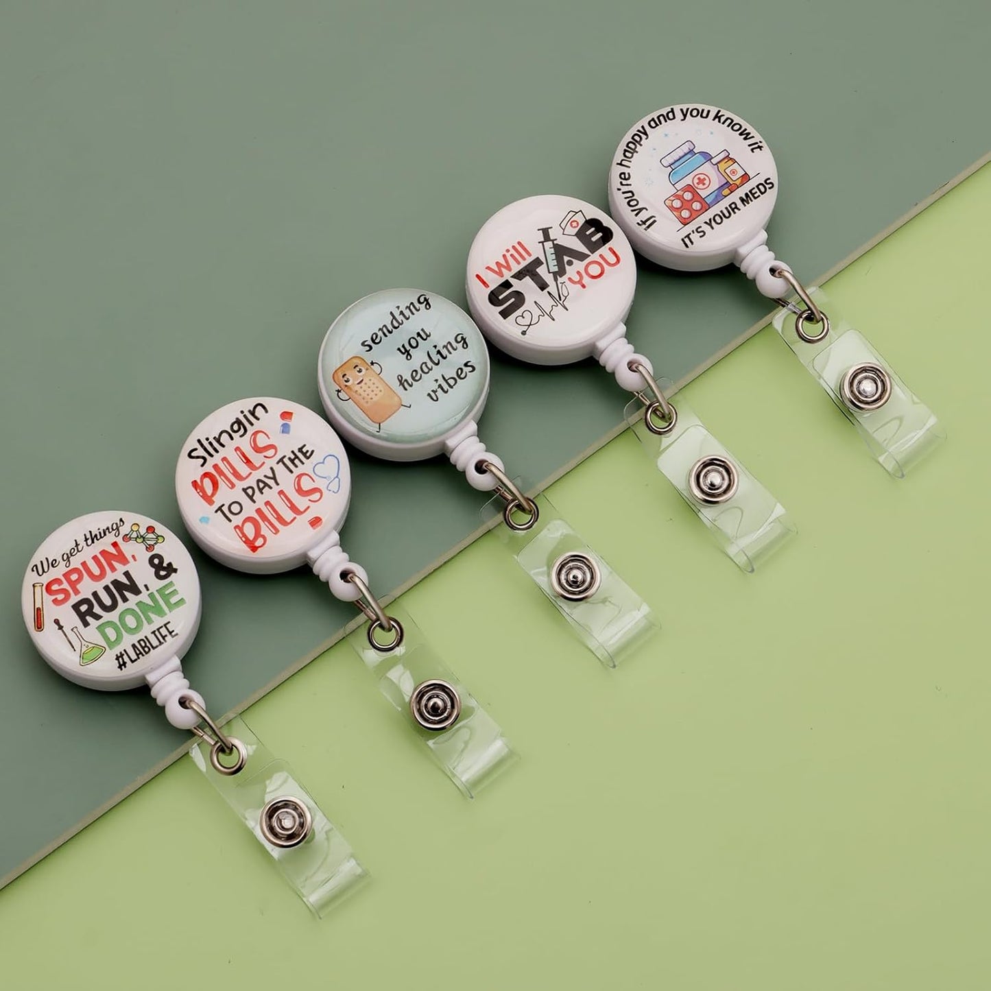 15 Pcs Badge Reels Retractable Badge Holders,Id Badge Holder Retractable Clip,Nurse Badge Reel Accessories for Work,Cute Badge Reel,Nursing Student Must Haves Perfect for School Office Men Women