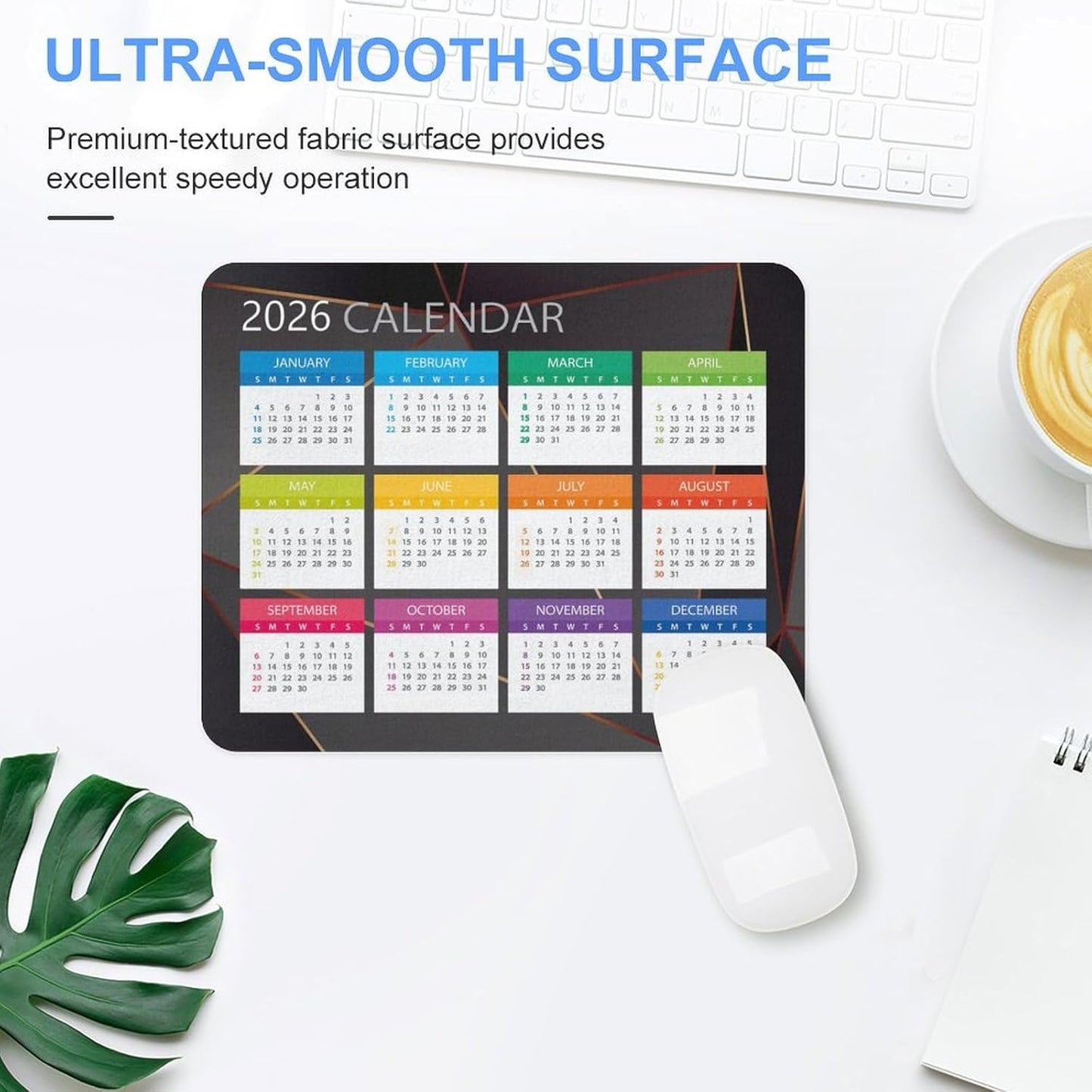 2026 Mouse Pad Calendar Computer Mouse Pads Calendars Non-Slip Rubber Desk Mat Mousepad Gaming Office Keyboard Mat