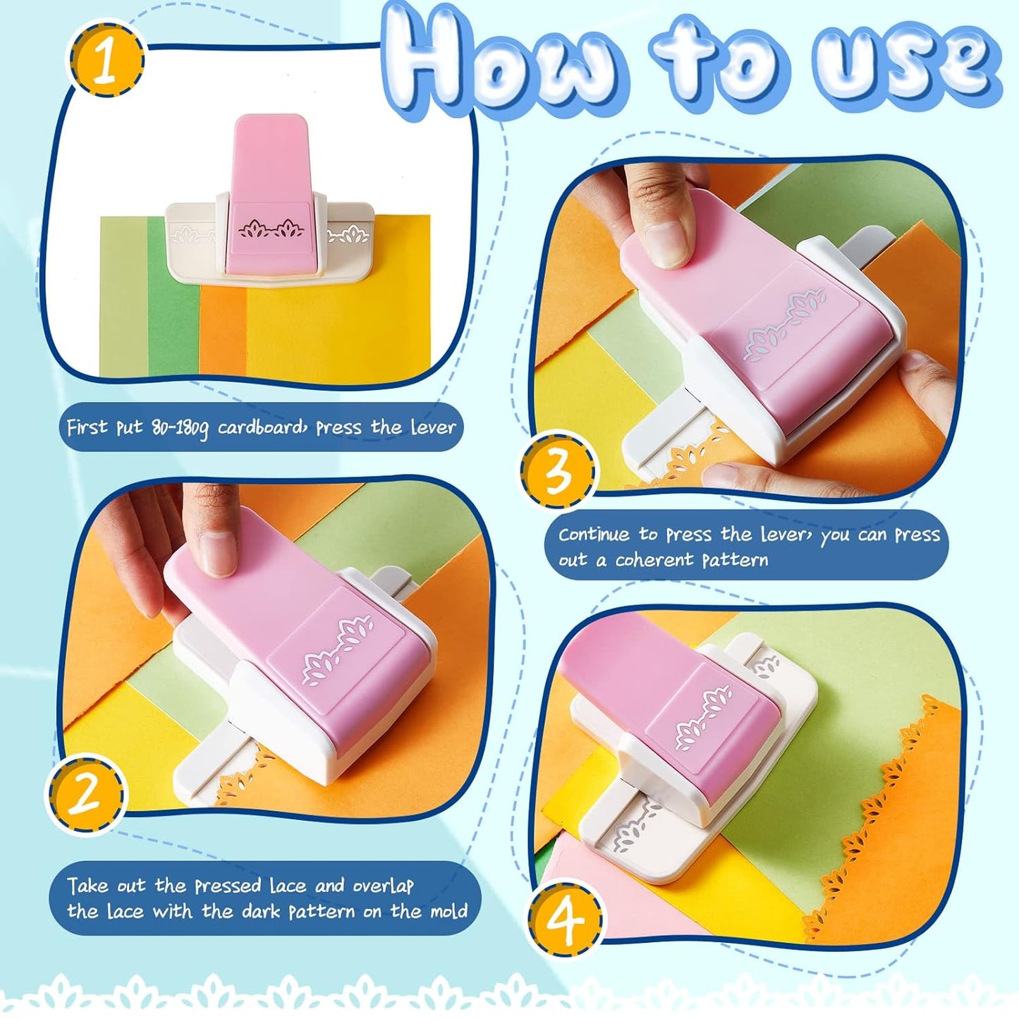 2 Pcs Paper Punch Fancy Border Edge Craft Flower Embossing Handmade DIY Gift Card Puncher for Paper Craft Scrapbooking Wedding Cards(Sweet Style)