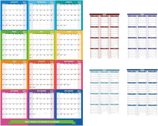 2026 Wall Calendar 34.8" x 22.8" Large Vertical Yearly Wall Hanging Calenda with Julian Date Thick Paper Calendar 12 Month Annual Wall Planner for Wall Office Fridge(Colorful)