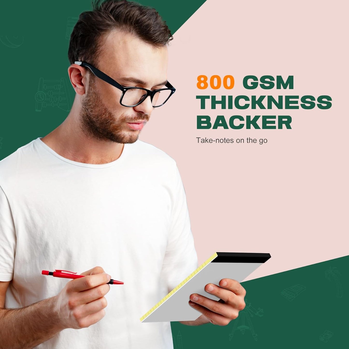 12 Pack Note Pads 5x8, Small Legal Pads 5x8 White Writing Paper for Work, Mini Notepads College Ruled Paper with Sturdy Back 25 Lines, Perforated Legal Note Pad 5" x 8", 30 Sheets Per