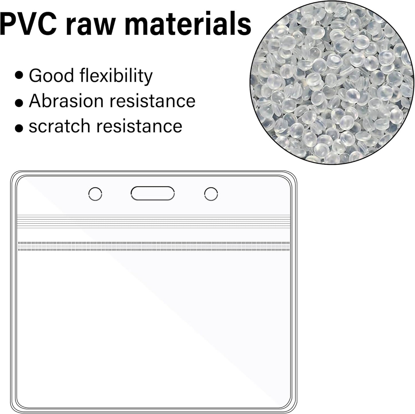 Happy Trees Badge Holder Horizontal ID Card Protector, Name Tag Badge Holders with Resealable Zip, Clear PVC Plastic Sleeves, Pass Case Credential Pouch for Office, School (8 Pack)