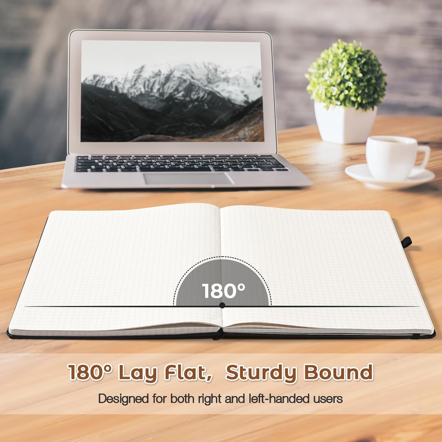 Graph Paper Notebook, Hardcover Notebook 8.5 x 11, Grid Notebook Journal for Women, Men, Large Leather Journals for Writing, Thick Paper, A4 Notebooks for Work, School Supplies, Engineering Brown